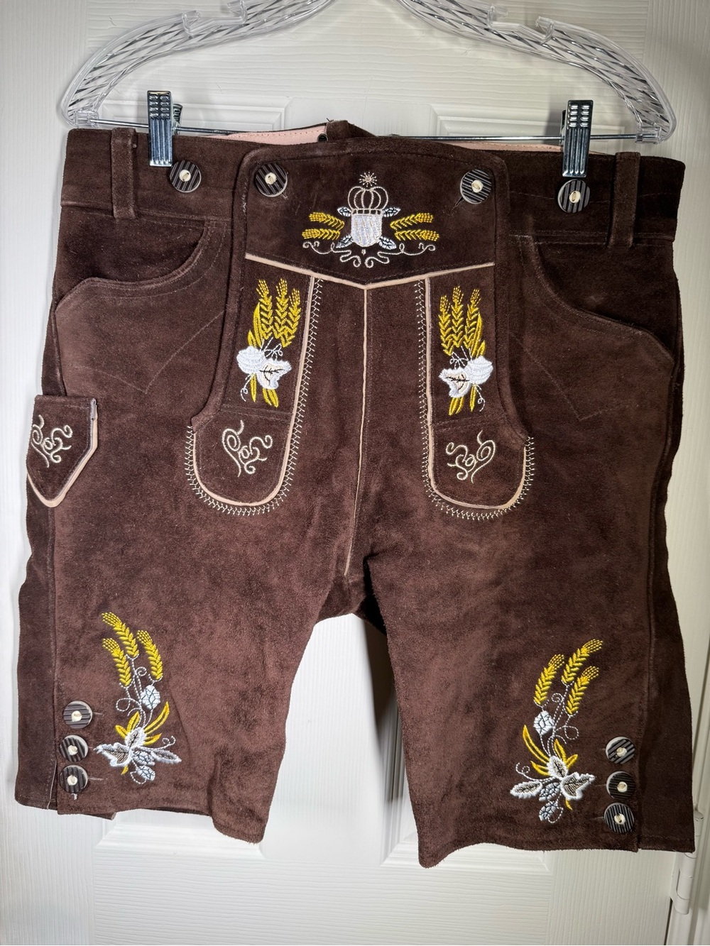 Lederhosen4U Men’s Brown Suede Leather Bavarian Lederhosen Sz US 32 Oktoberfest